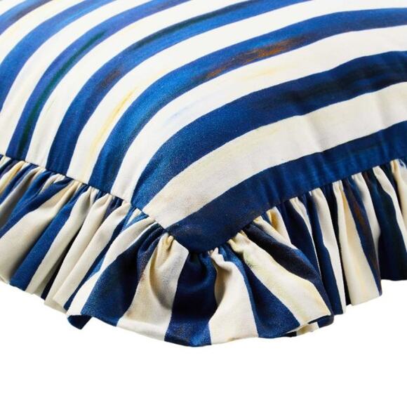 Brand New Mackenzie-Childs Royal Stripe Ruffle Throw Pillow 20x20 - Picture 2 of 2